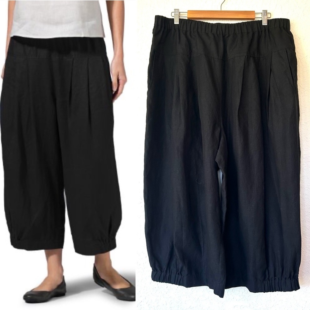 Vivid line pleated harem pant black 2x